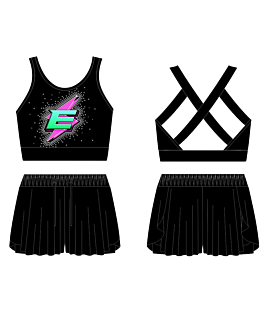 Energy Events Black Sublimated Crop and Butterfly Shorts Set